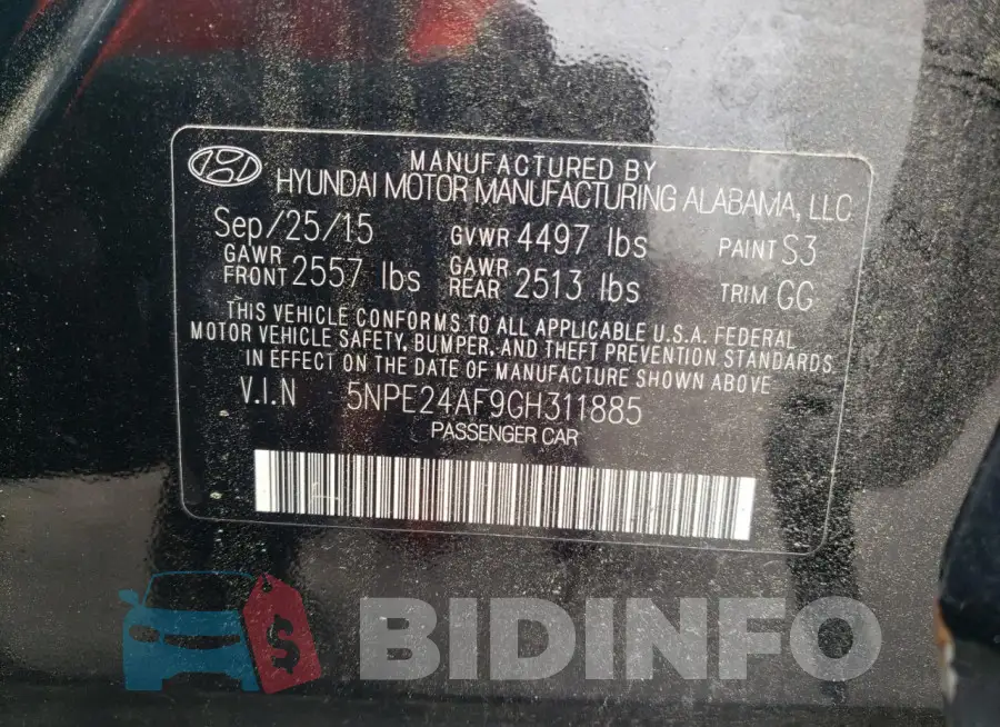 5NPE24AF9GH311885 Photo# 12