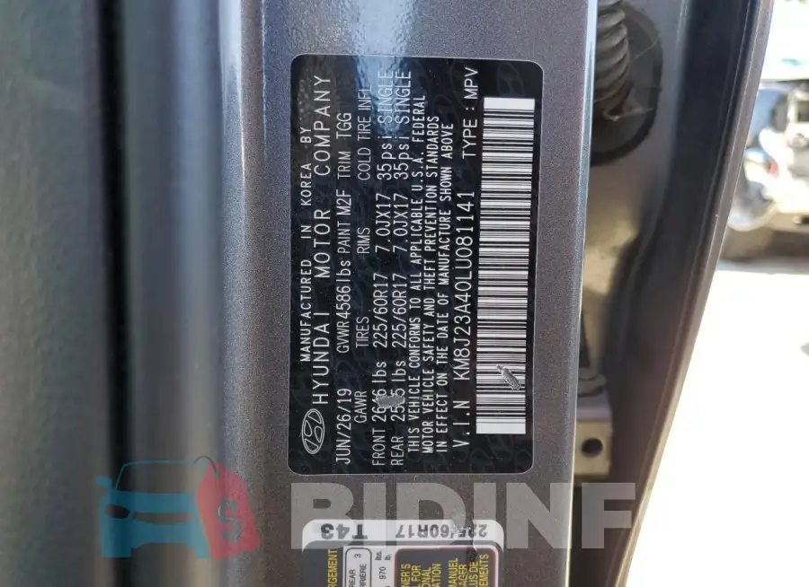 KM8J23A40LU081141 Photo# 13