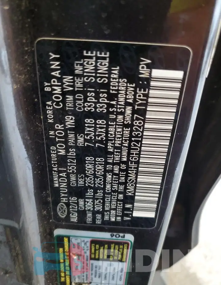 KM8SM4HF6HU213287 Photo# 13