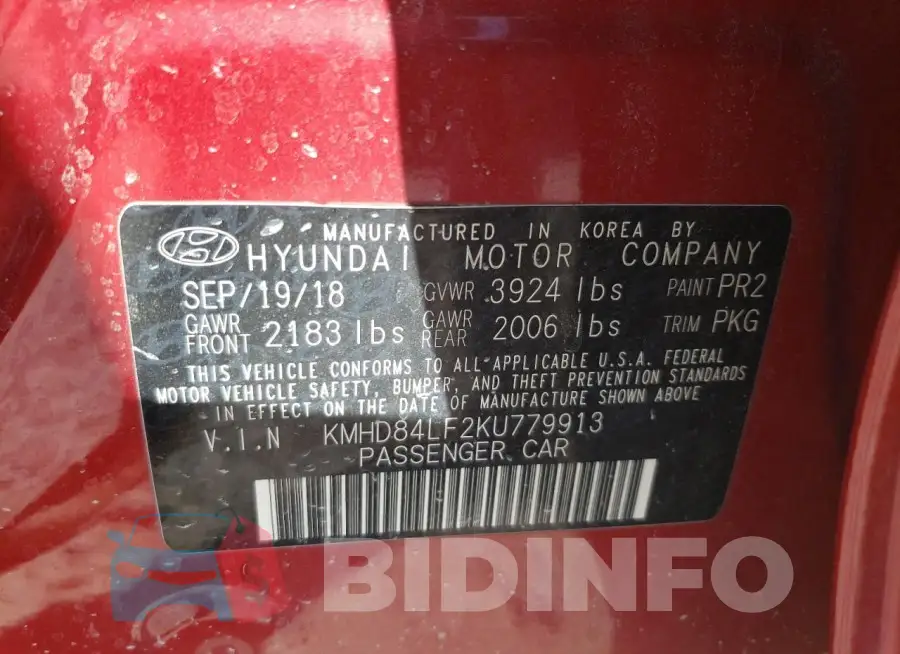 KMHD84LF2KU779913 Photo# 12