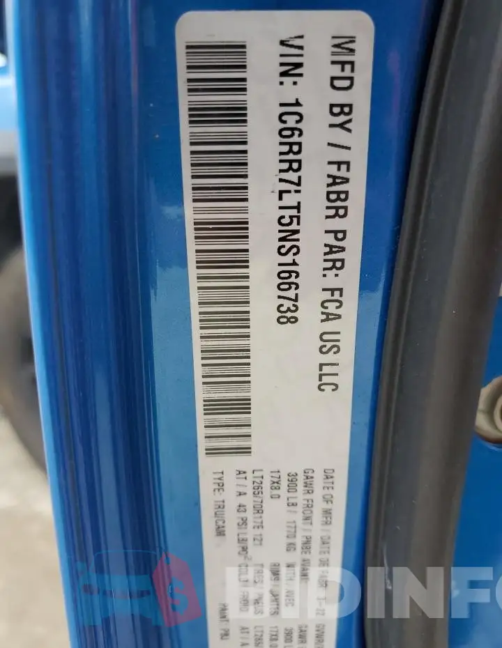 1C6RR7LT5NS166738 Photo# 12
