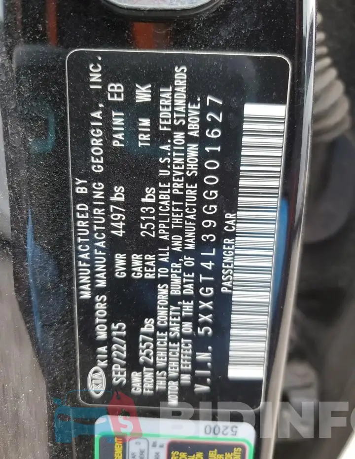 5XXGT4L39GG001627 Photo# 12
