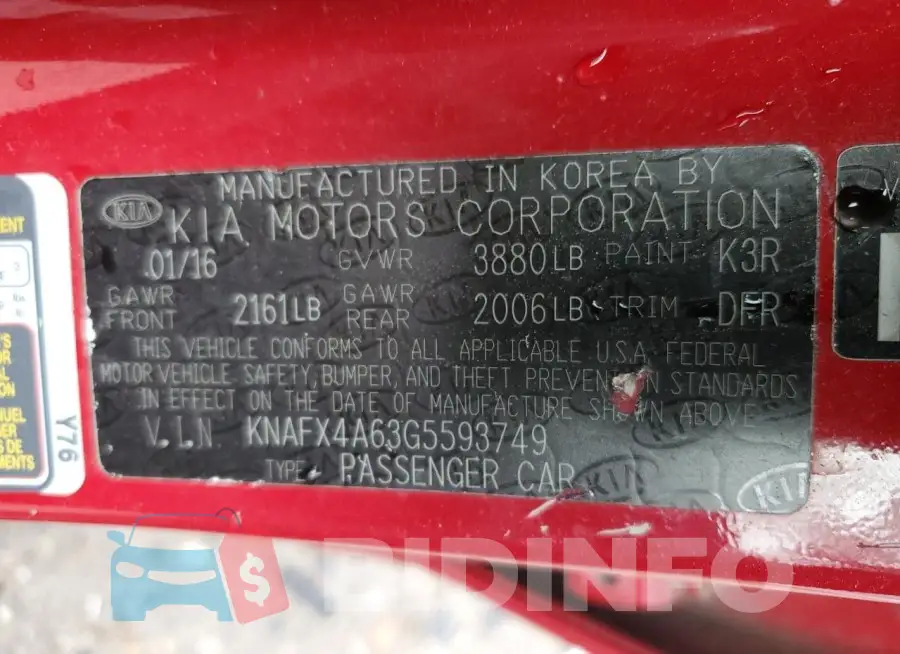 KNAFX4A63G5593749 Photo# 12
