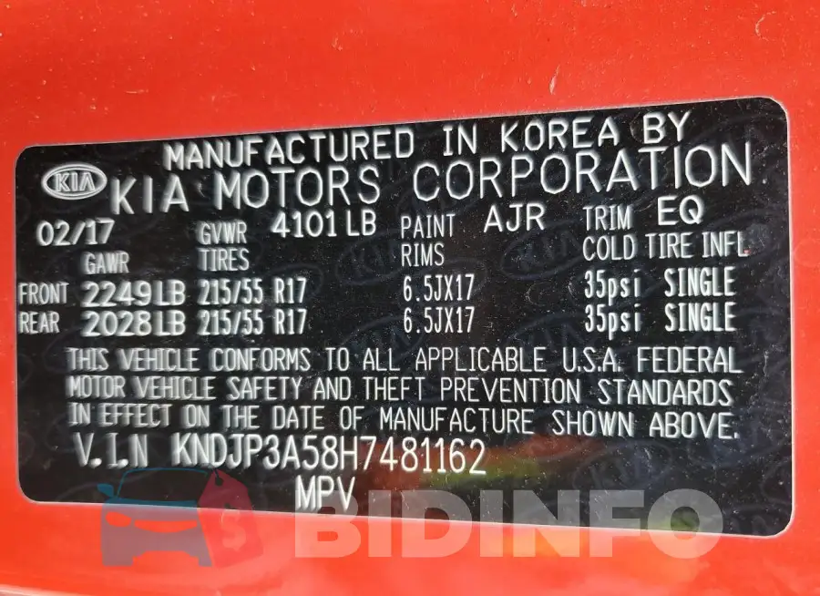 KNDJP3A58H7481162 Photo# 14