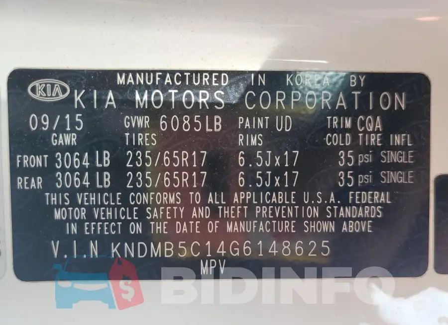 KNDMB5C14G6148625 Photo# 13