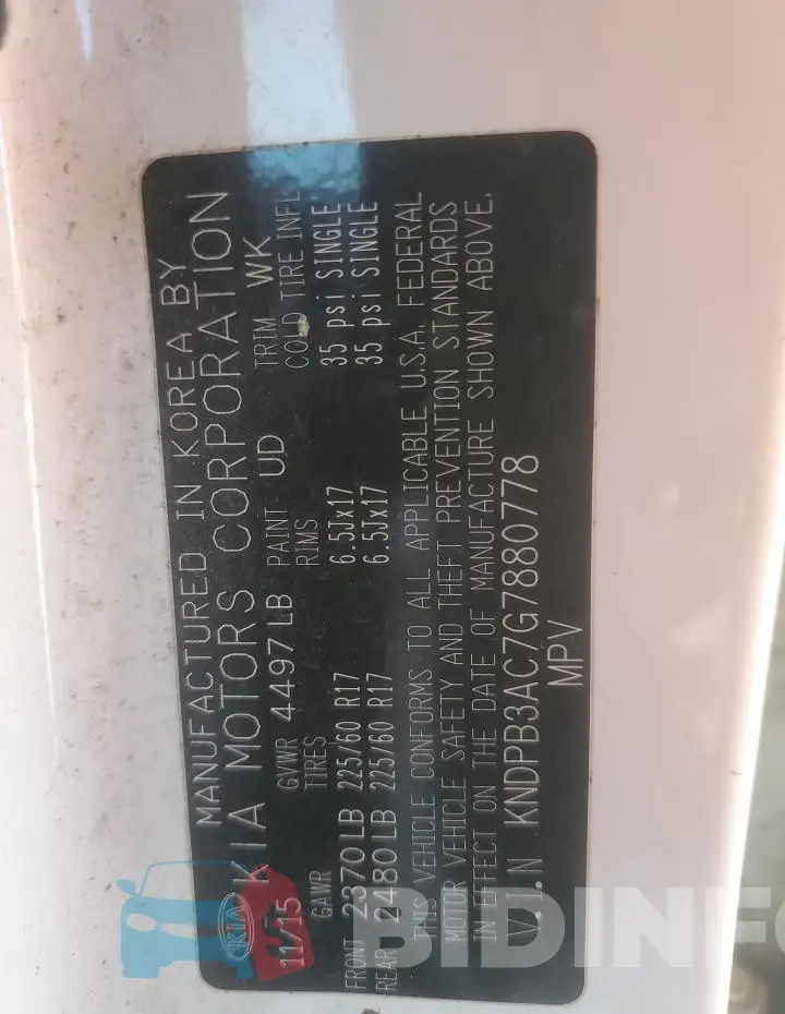 KNDPB3AC7G7880778 Photo# 13