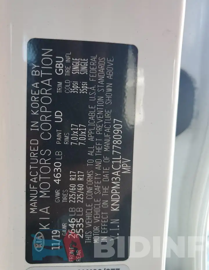 KNDPM3AC1L7780907 Photo# 13