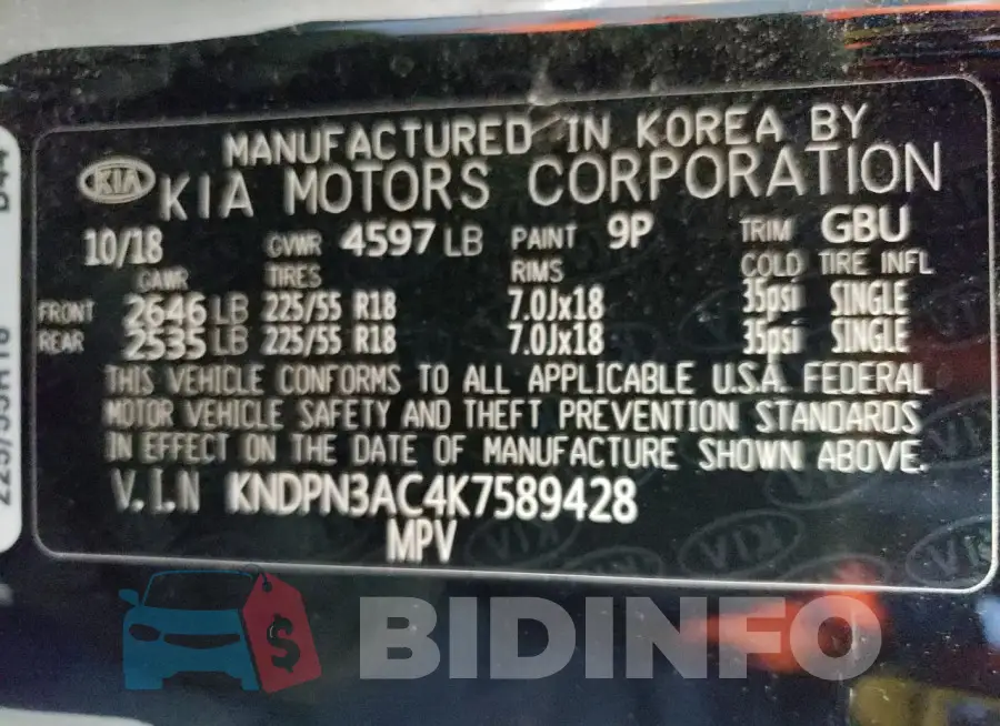 KNDPN3AC4K7589428 Photo# 13