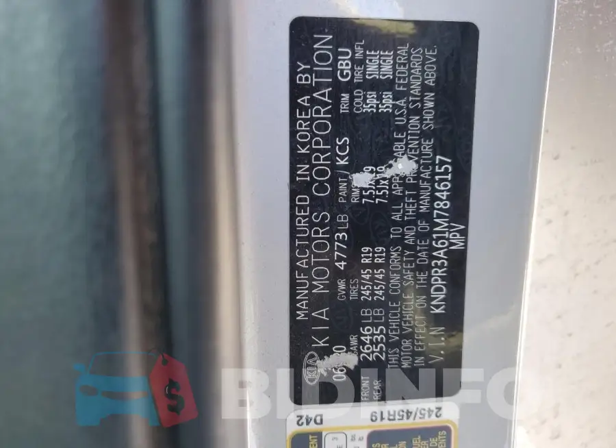 KNDPR3A61M7846157 Photo# 14