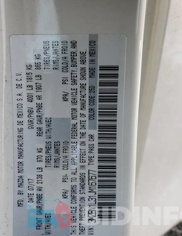 3MZBN1L31JM167677 Photo# 12