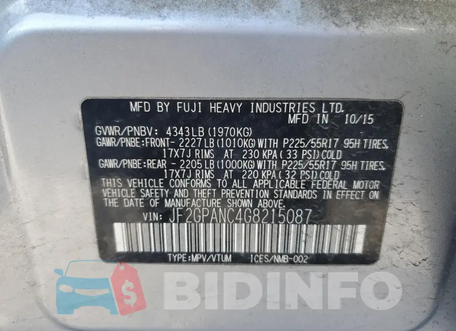 JF2GPANC4G8215087 Photo# 13