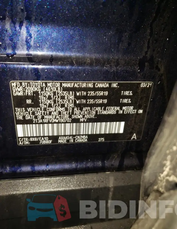2T3A1RFV0MW190702 Photo# 12