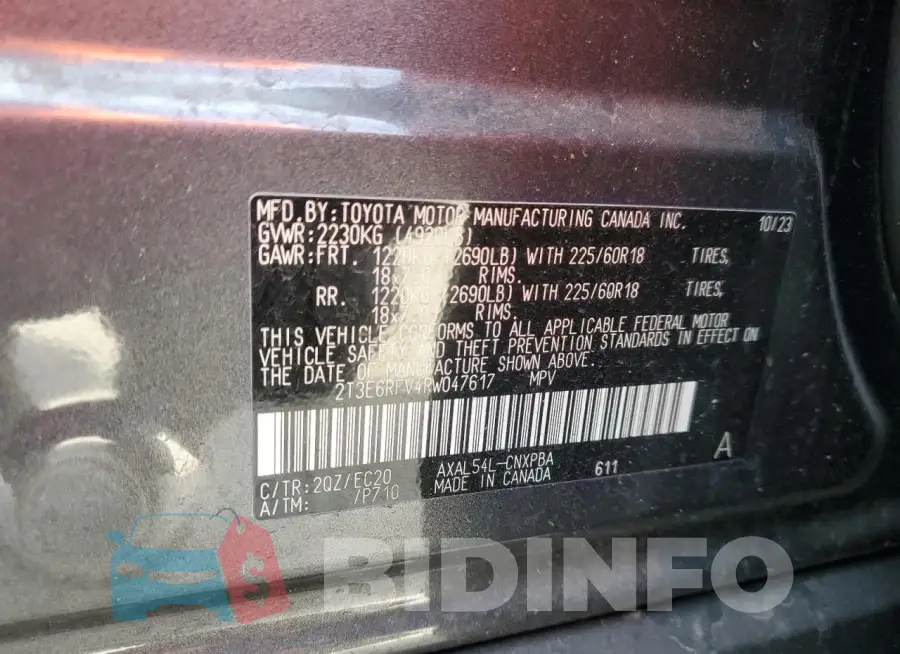 2T3E6RFV4RW047617 Photo# 13