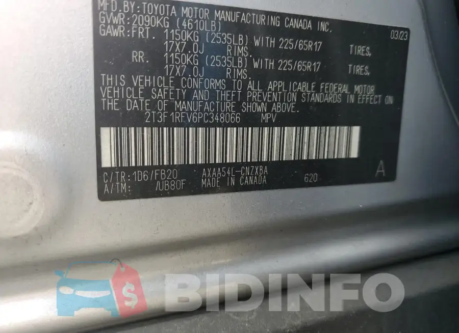 2T3F1RFV6PC348066 Photo# 14