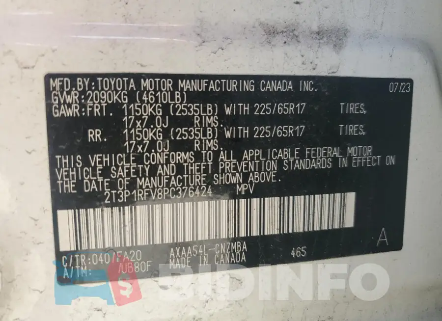 2T3P1RFV8PC376424 Photo# 13