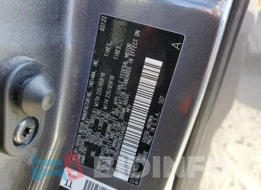 5TDGZRAH2NS546672 Photo# 13