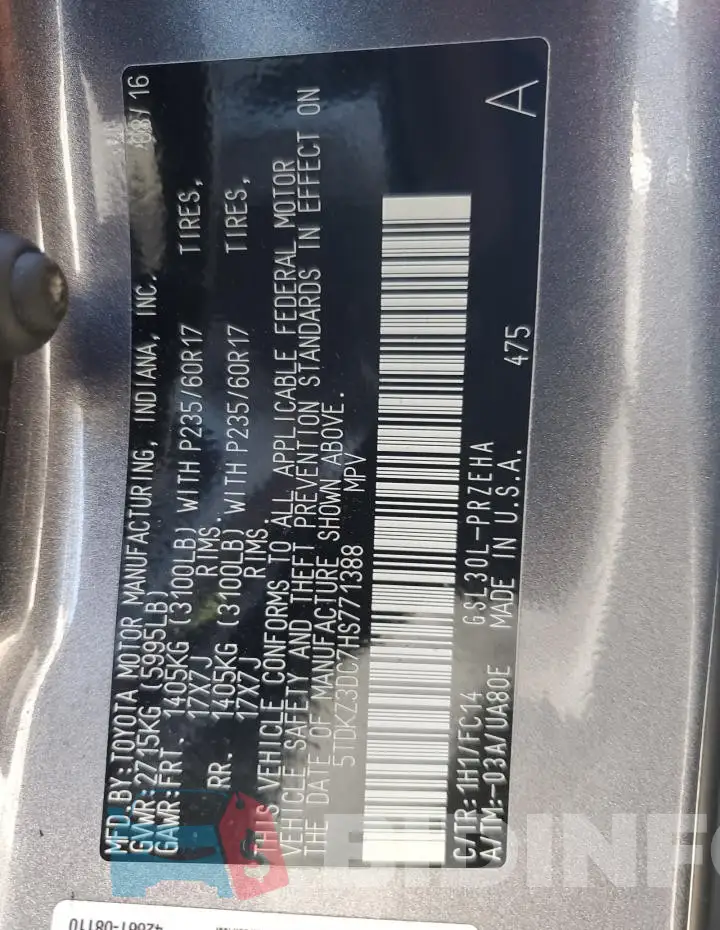 5TDKZ3DC7HS771388 Photo# 12