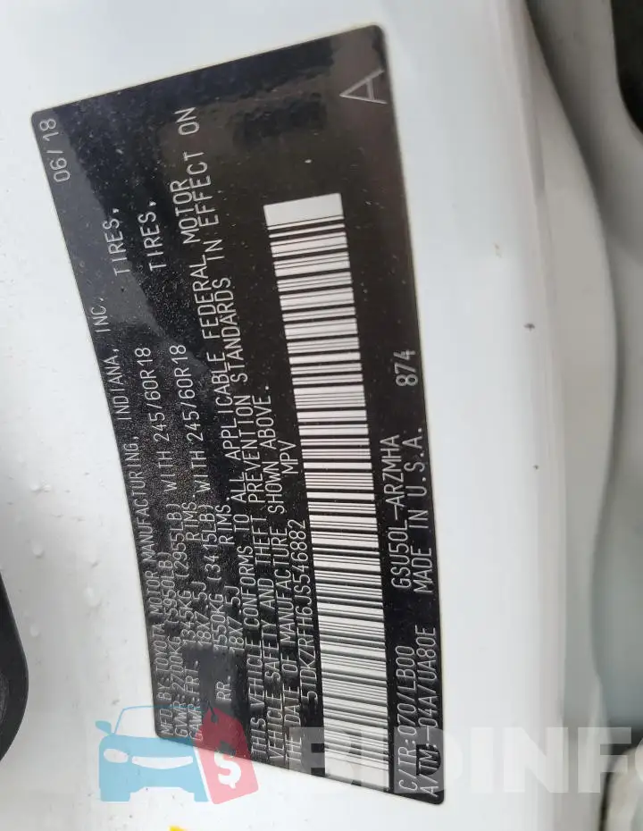 5TDKZRFH6JS546882 Photo# 13