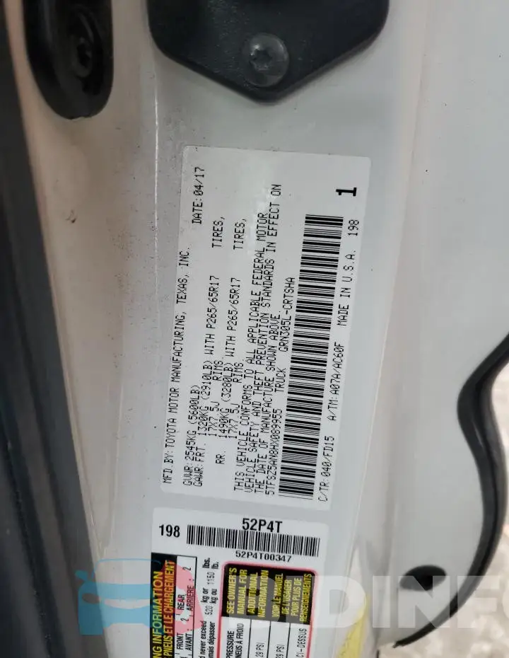 5TFSZ5AN8HX089955 Photo# 12