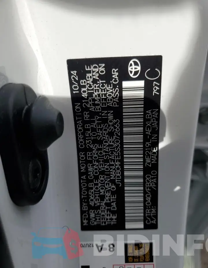 JTDBCMFE5S3072663 Photo# 13