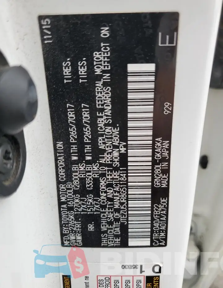 JTEZU5JR8G5118411 Photo# 13