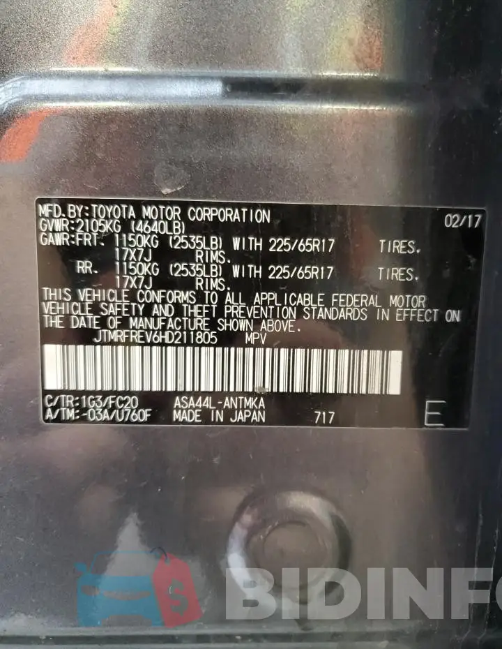 JTMRFREV6HD211805 Photo# 13