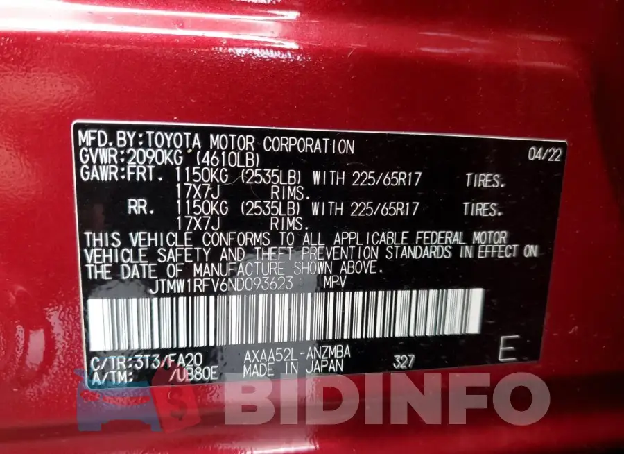 JTMW1RFV6ND093623 Photo# 13