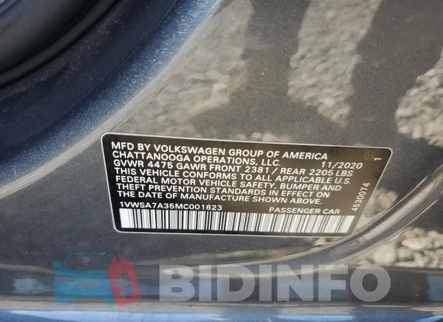 1VWSA7A35MC001623 Photo# 12