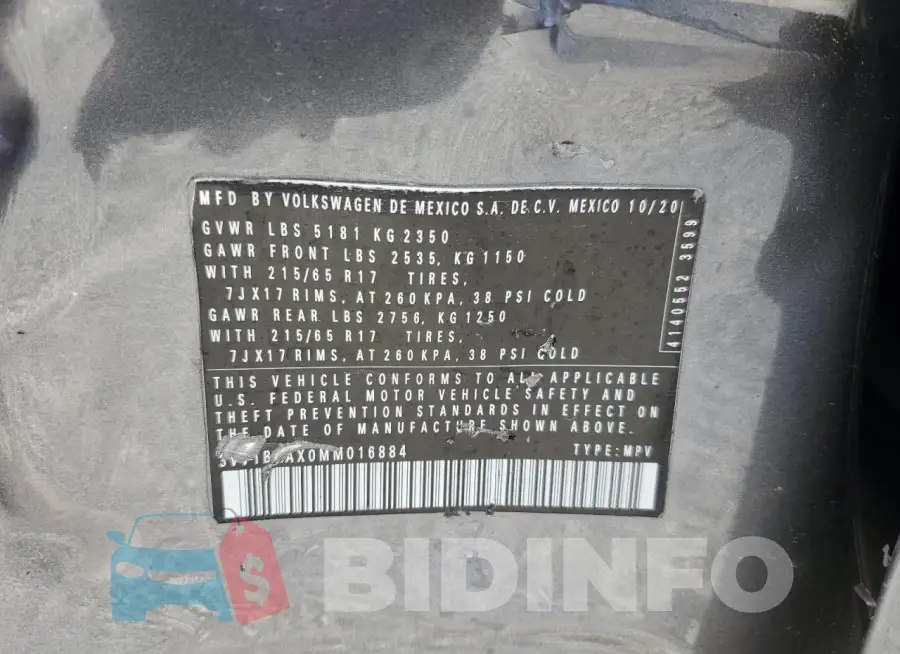 3VV1B7AX0MM016884 Photo# 14