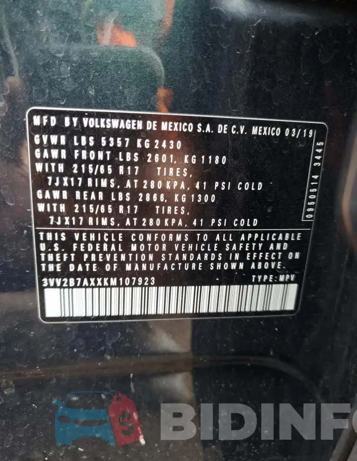 3VV2B7AXXKM107923 Photo# 12