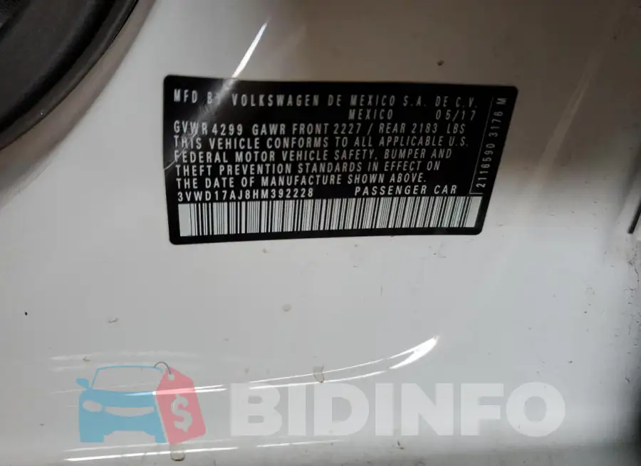 3VWD17AJ8HM392228 Photo# 12