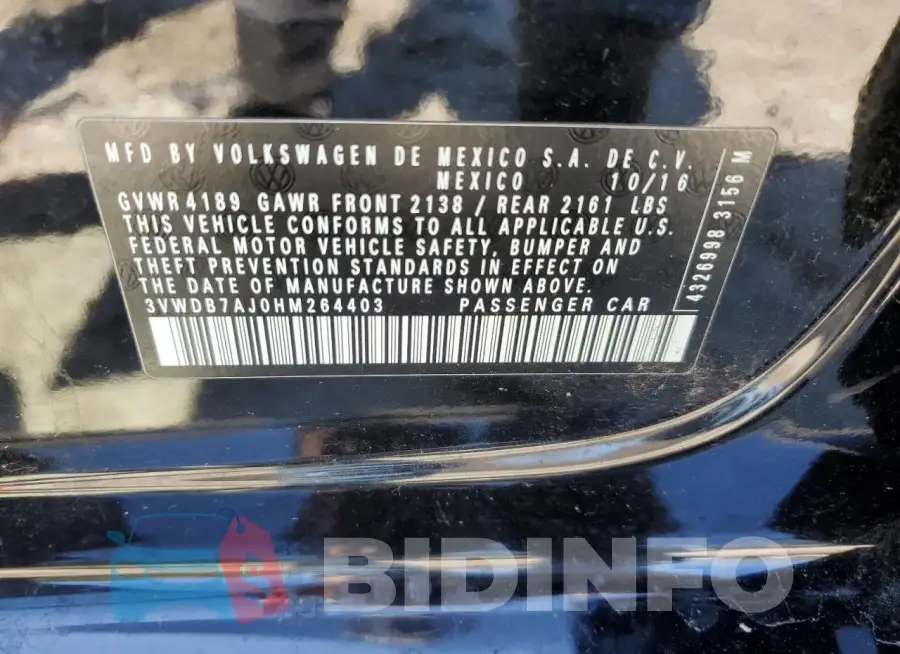 3VWDB7AJ0HM264403 Photo# 12