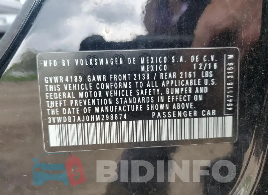 3VWDB7AJ0HM298874 Photo# 12