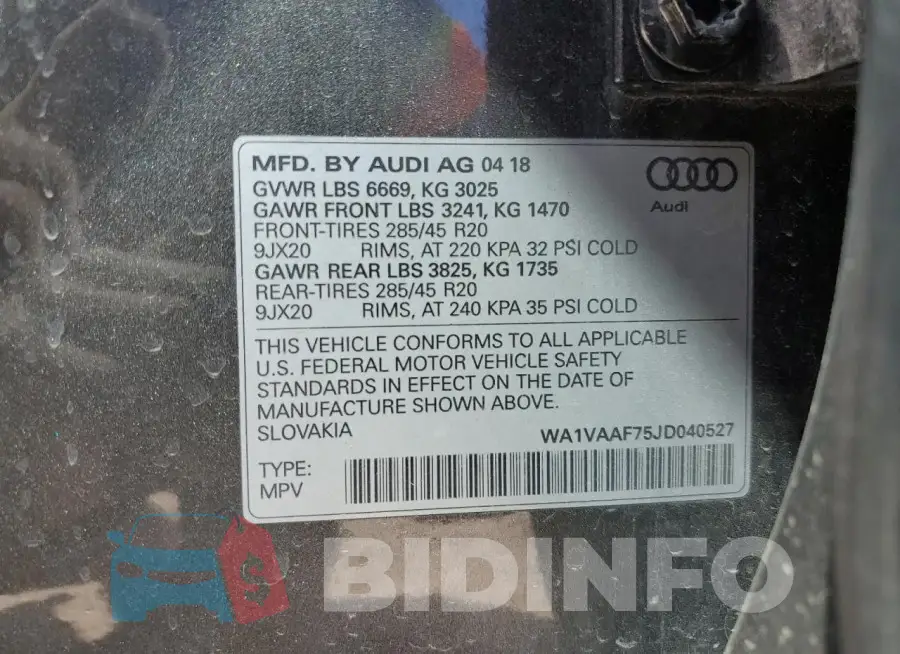 WA1VAAF75JD040527 Photo# 13