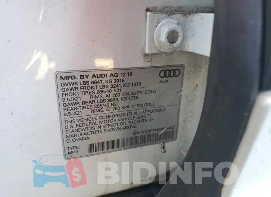 WA1VAAF79KD024042 Photo# 13