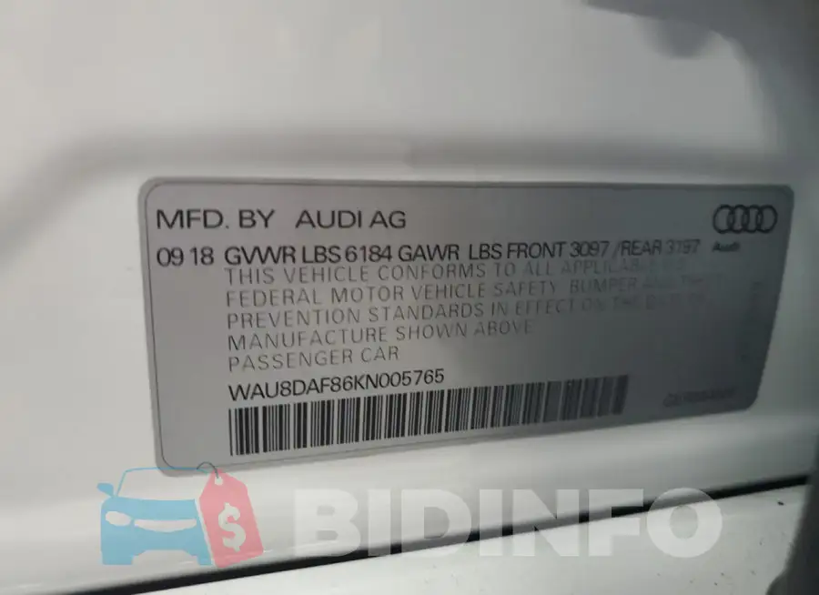 WAU8DAF86KN005765 Photo# 13