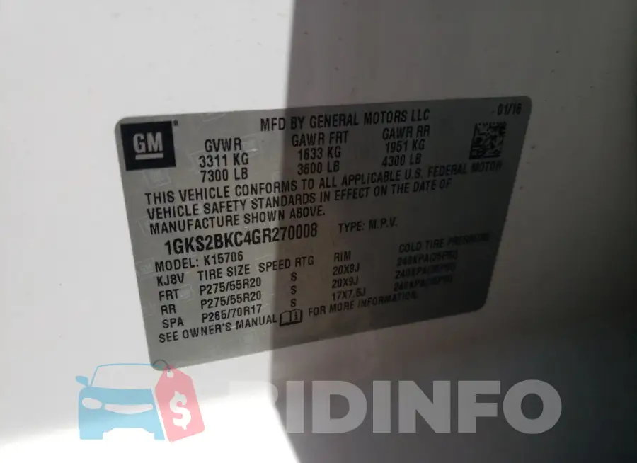 1GKS2BKC4GR270008 Photo# 13