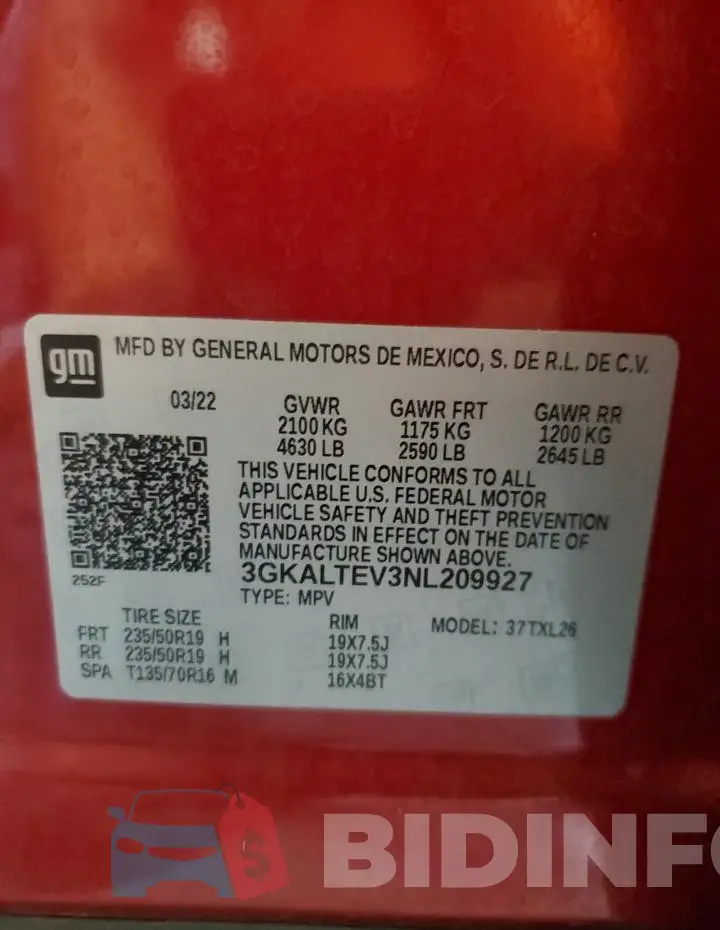3GKALTEV3NL209927 Photo# 14