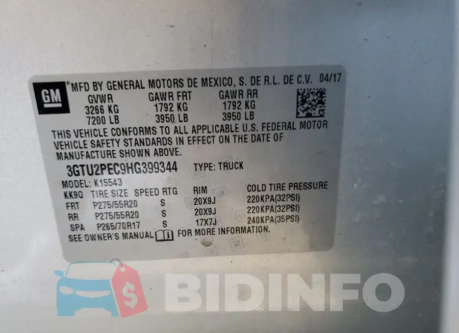 3GTU2PEC9HG399344 Photo# 12