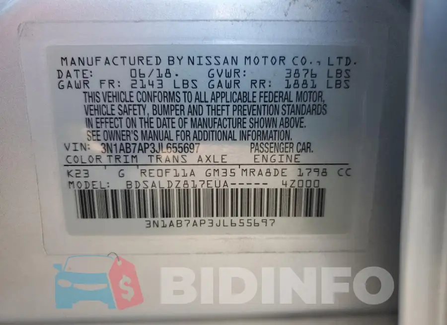3N1AB7AP3JL655697 Photo# 12