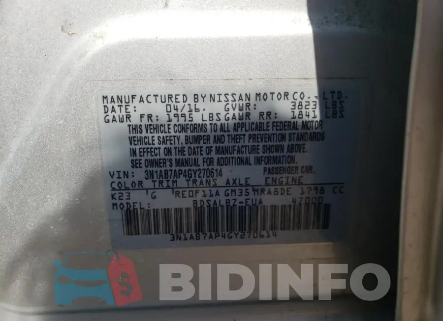 3N1AB7AP4GY270614 Photo# 12