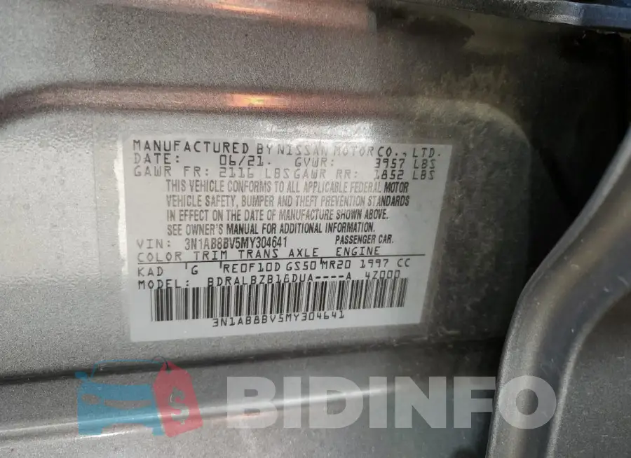 3N1AB8BV5MY304641 Photo# 12