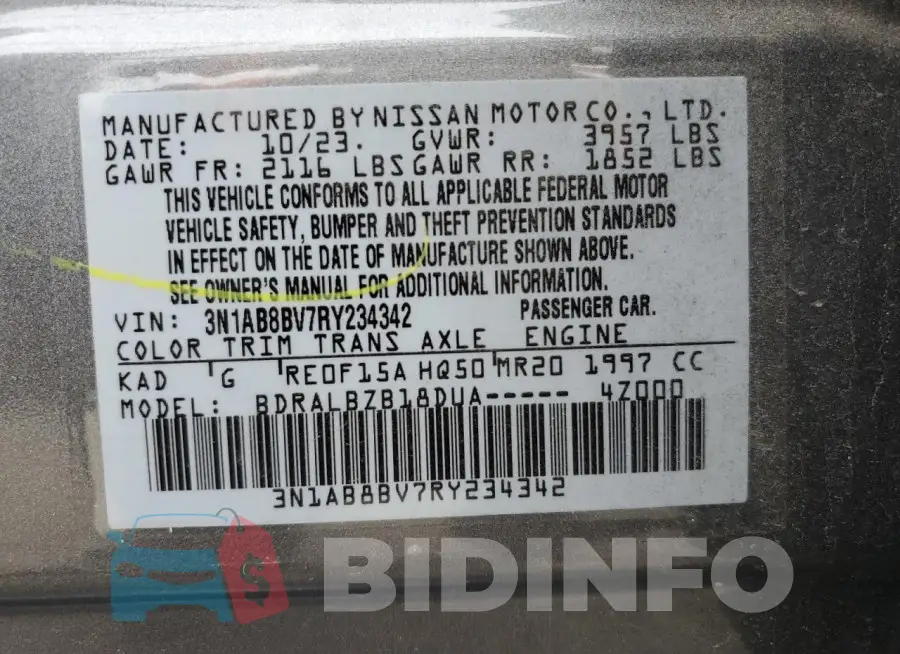 3N1AB8BV7RY234342 Photo# 12