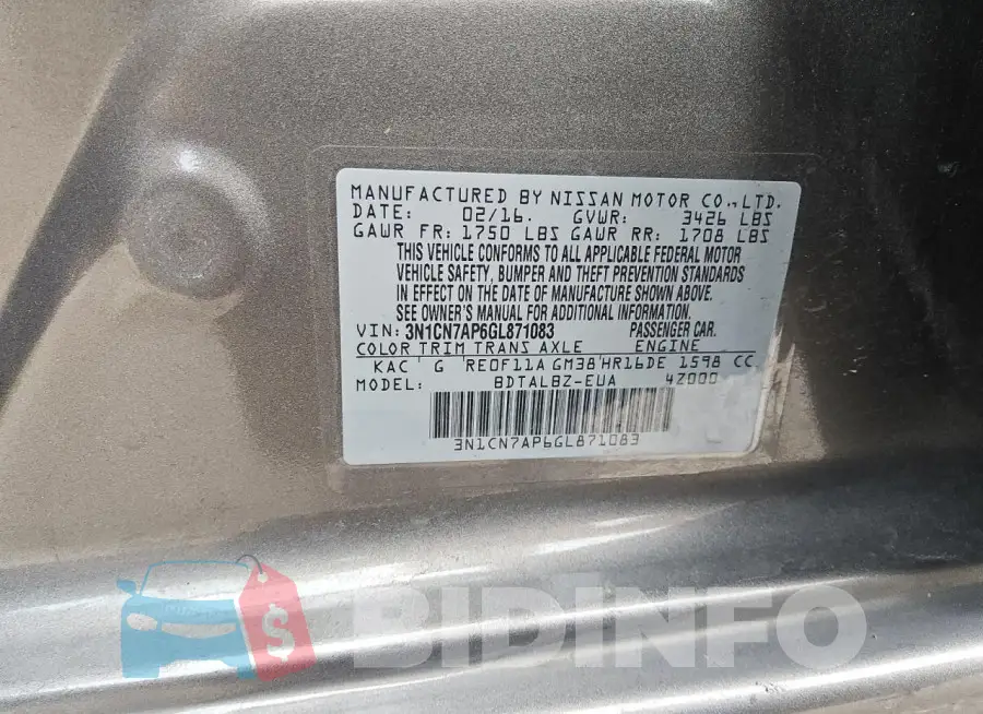 3N1CN7AP6GL871083 Photo# 12