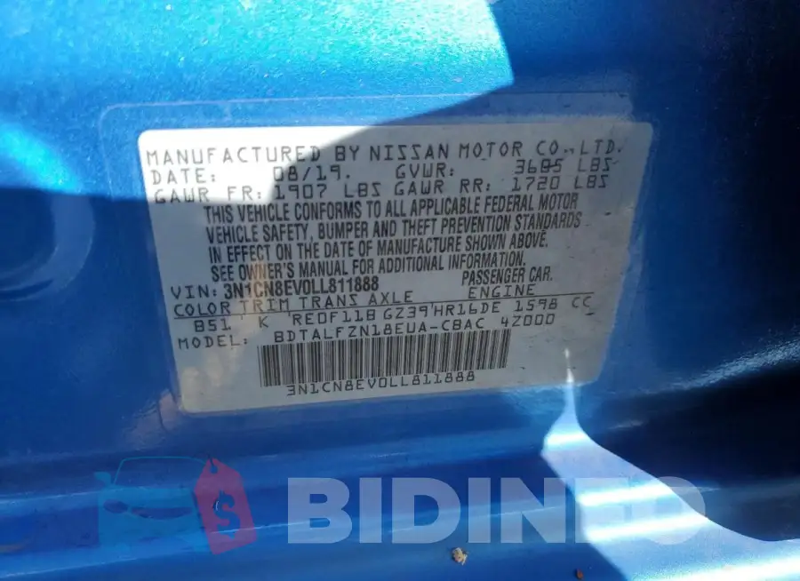 3N1CN8EV0LL811888 Photo# 13