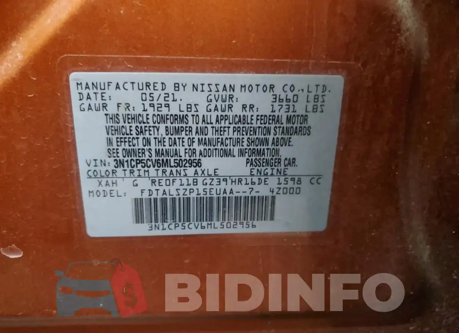 3N1CP5CV6ML502956 Photo# 13