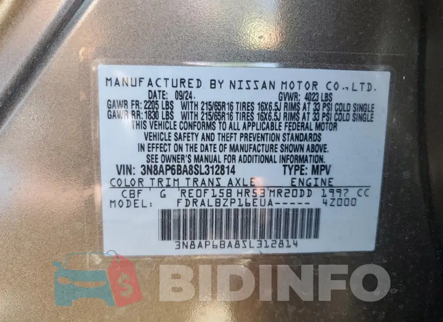 3N8AP6BA8SL312814 Photo# 13