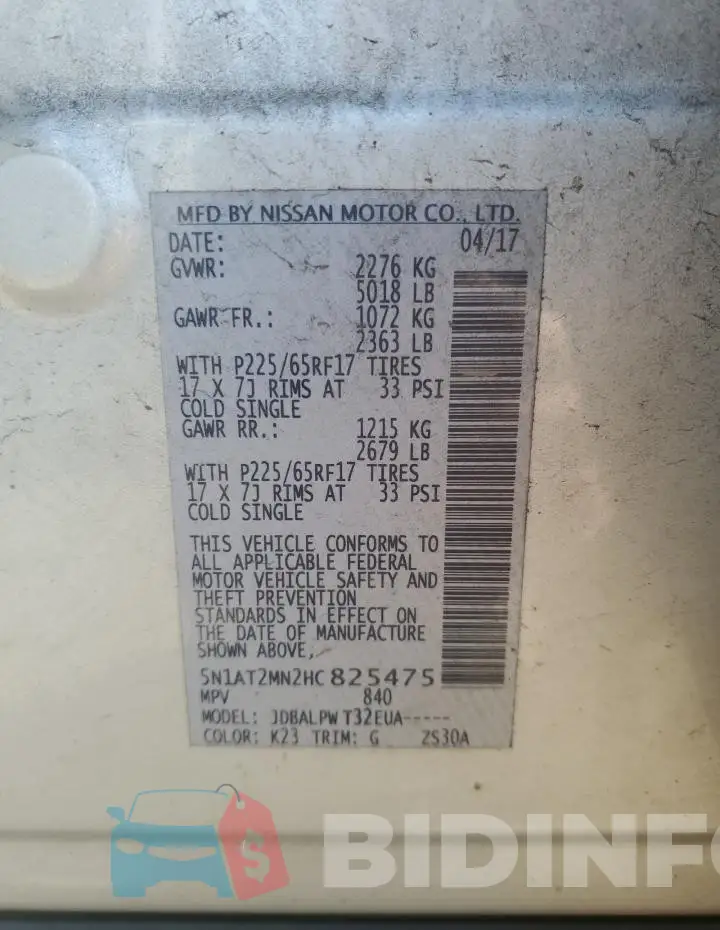 5N1AT2MN2HC825475 Photo# 13