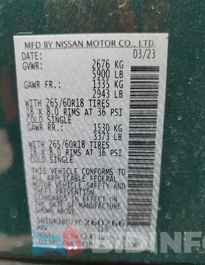 5N1DR3BD2PC260266 Photo# 13