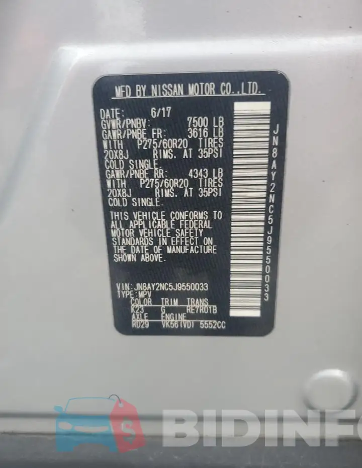 JN8AY2NC5J9550033 Photo# 13